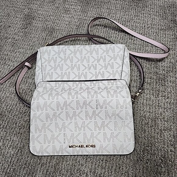 Michael Kors Jet Set Convertible Crossbody Bag Vanilla Pink Women's Gold Accent - Picture 6 of 9